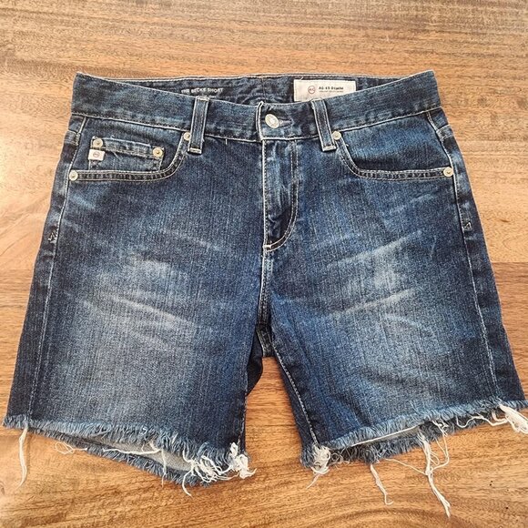 AG Adriano Goldschmied Shorts Womens 25 Blue Becke Short AG-ED Denim Raw Hem - Picture 1 of 14